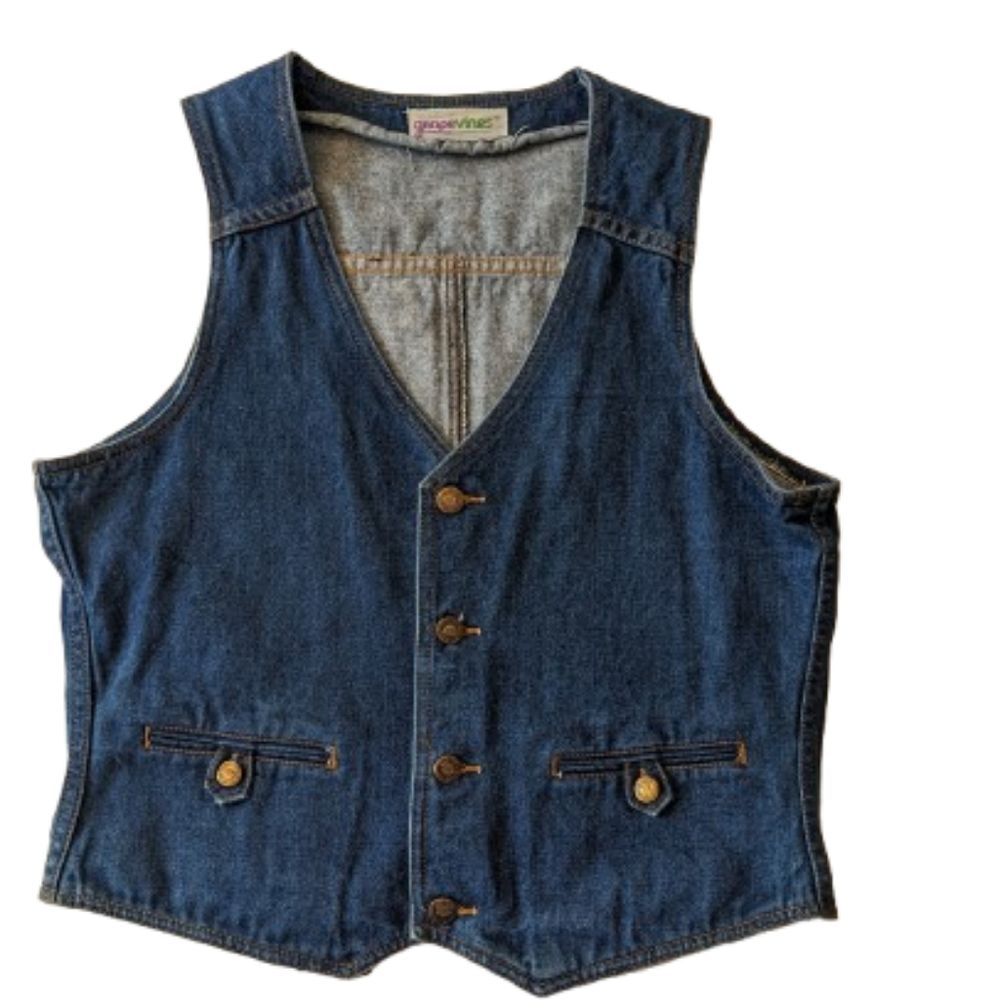 70s Vintage Blue Denim  Vest